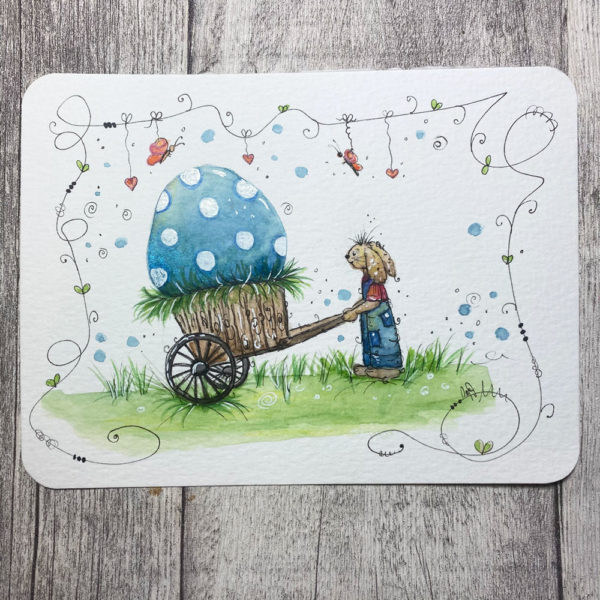 Download Hasenbub mit Wagen