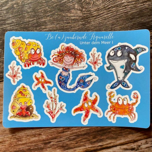 Sticker-Sheet Unter dem Meer I Beas Aquarellminis