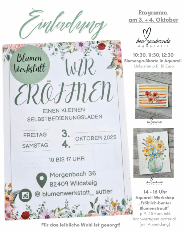 Aquarellworkshop in Wildsteig - Fröhlich-bunter Blumenstrauss – Bild 5