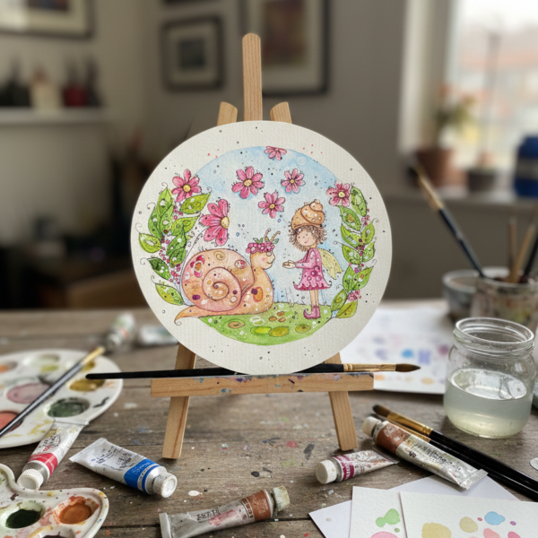 Elfchengeflüster & Schneckenschwätzchen – Frühlingsmagie in Aquarell